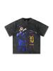 2025 Cross-border New Messi Futebol vintage Camiseta de manga curta American Street Retro Heavy Cotton Camiseta da moda