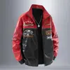 Nueva chaqueta de cuero biker de moda estilo americano para hombre, simple y versátil, chaqueta de cuero con cuello alto, abrigo de cuero holgado y elegante