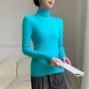 Estilo Nuevo Otoño e Invierno Suave y Ajustado para Mujer Cuello Alto Cachemir Versátil Color Sólido Cómodo Moda Tejido Camiseta Base