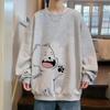 Suéter estampado de desenho animado juvenil primavera e outono, novo suéter masculino jovem moderno e bonito com gola redonda e manga comprida