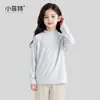 Little Fite Camada Base para Meninas Outono Inverno Médio e Grande Crianças Malha de Mistura de Liocel Camiseta de Manga Longa Roupa Íntima Infantil Top