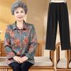 Camisa Delgada de Primavera y Otoño para Mamá Ropa para Mujer Conjunto de Manga Larga para Abuela Ropa de Verano para Señora Mayor Seda Artificial