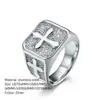 Anillo de Cruz de Acero Inoxidable que No se Desvanece, Chapado en Oro al Vacío, Anillo Cuadrado Vintage, Exclusivamente para Ventas Transfronterizas, Estilo Hip-Hop Europeo y Americano