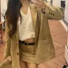 Blazer feminino casual de manga longa, novo, de camurça, estilo vintage de alta qualidade, de Dongdaemun, Coreia