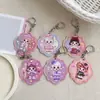 Orifício para pendurar desenho animado menina fofa com dentes de tigre estampa dupla face gravação em relevo chaveiro pingente de bolsa acessório decorativo