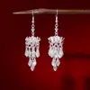 [Selección Premium] Pendientes Estilo Étnico de Minorías Vintage con Plata de Minorías Étnicas, Pendientes Largos Colgantes Florales Estilo Bohemio Único