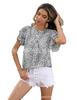 Ropa Jeter Dream 2023 Verano Europeo y Americano Nuevo Cuello Redondo Manga Corta Manga Hoja de Loto Camisa de Chifón para Mujer Personalización de Procesamiento