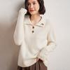 Suéter de punto para mujer Otoño e Invierno Cuello Polo Jersey Dos Hebillas Manga Larga Bordado Animal Erizo Cachemira Punto Holgado