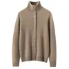 Cárdigan de punto de cuello alto estilo coreano para mujer, capa base de invierno, top corto suave y holgado de cachemira