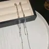 Pendientes de aguja de plata con circonitas y diamantes Super Flash, estilo francés, ligeros, lujosos y elegantes, con borlas largas, pendientes personalizados de nicho de moda.