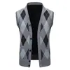 Colete de Tricô Masculino Roupa Íntima Outono e Inverno Quente Slim Colete de Tricô Jaqueta Masculina M59-P28
