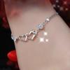Plata de moda 925 pulsera de plata simple señal de felicidad en forma de corazón doble corazón chapado en cobre blanco puro ventas directas de fábrica
