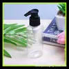Botella PET plana de 70 ml con bomba de rosca, botella de champú, botella con dispensador para limpiador facial, botella de loción, botella de loción para baño de 70 ml