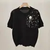 Suéter de Tricô de Manga Curta Estilo Coreano Redutor de Idade para Mulheres, Blusa de Tricô Tendência Soltinha de Verão Versátil para o Trabalho