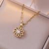Collar para Mujer, Estilo Celebridad de Internet Europeo y Americano, Conjunto de Accesorios Giratorio de Flor de Girasol con Circonita Transfronterizo, Cadena para Clavícula Giratoria de 360 Grados