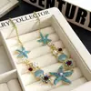 Colar Flor Estrela do Mar Concha Pérola Diamante Gota de Óleo Estilo de Férias Feminino Moda Nicho Corrente para Clavícula Pulseira de Alta Qualidade