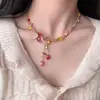 Lichi Haiyan ~ Mismo Diseño de Ins Color Caramelo Chica Dulce Picante Dulce Fresca Ojo de Gato Amor Joker Collar de Perlas