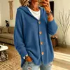 Cárdigan de punto con capucha y botones, estilo europeo y americano, nueva colección otoño/invierno, color liso, suéter casual y de moda para mujer