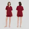 Novo Estilo Wenhua Lapela Roupa de Casa Manga Curta Shorts Solto Casual Conjunto Roupa Externa Onda Listrada Respirável Tz4137