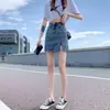 Falda de Mezclilla de Cintura Alta con Abertura para Mujer Primavera y Verano Ajustada de Corte A Versátil para Chicas Calientes Tallas Grandes Falda de Cadera Falda de Longitud Media
