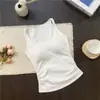Regata versátil de cor sólida para mulheres, peça externa de verão, decote U, modeladora, anti-exposição, sem mangas, camisola