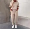 Ropa de mujer de otoño transfronteriza europea y americana 2024, Amazon, traje holgado informal de dos piezas de color sólido con cuello redondo para mujer
