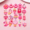 Pingentes de Resina Misturados Cor Vermelho Rosa, Dinossauro, Urso, Sobremesa, Acessórios de Frutas, Acessórios para Chaveiro Pulseira DIY