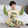 Pijama infantil para primavera e outono, 100% algodão, de manga comprida, para crianças e adolescentes, roupa de casa para meninos, novo modelo outono 2026