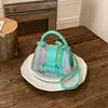 Bolsa feminina com cores contrastantes, de mão, patchwork, bolsa pequena quadrada tecida, novo modelo 2026, com fecho de trava, bolsa de ombro e transversal fashion