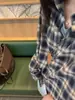 Camisa a Cuadros Retro Versátil Estilo Preppy Coreano para Mujer Primavera y Otoño Nuevo Diseño de Nicho Holgado Top Cepillado
