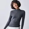 Capa base de punto ajustada, imitación lana fina sin costuras, para mujer, otoño/invierno 2026, suéter base para capas, cuello medio alto, gris