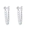 Pendientes de Borla con Cadena de Zirconia Incrustada, Diseño Personalizado, Baño de Oro Real en Latón, Venta Caliente Transfronteriza Europea y Americana, Pendientes para Mujer