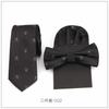 Moda Casual para Hombre Estilo Coreano Calavera Corbata de Vestir Corbata Pañuelo de Bolsillo Set de Tres Piezas Corbata Personalizada Punto