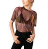 2020 Popular estación europea de AliExpress camiseta de manga corta de malla láser casual perspectiva top para mujer 5 colores 4 tallas