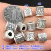 S999 Prata para Pés Retrô Fuzi Contas de Barril Contas de Furo Grande Corda de Mão Trançada Pulseira Colar Acessórios DIY Feitos à Mão