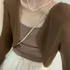 Chal Delgado de Punto de Seda Helada Cardigan Protector Solar para Mujer Verano 2026 para Usar con un Vestido de Tirantes como Cubierta Exterior