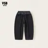 Roupas Infantis Yingsibo Estilo Coreano Calça para Meninas Jeans Infantil de Outono Calça Cenoura Doce e Cool com Borda de Babado para Crianças Mais Velhas