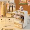 Lindo estante de almacenamiento de escritorio para niños y estudiantes, porta bolígrafos oblicuo, caja de almacenamiento, papelería para niños y niñas, estante de almacenamiento de artículos diversos