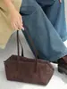 Bolso de Suede Mate Vintage para Debajo del Brazo para Mujer, Bolso de Hombro Único Cruzado, Bolso Baguette de Alta Gama para el Trabajo, Bolso de Mano Marrón de Cuero Genuino