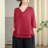 Ropa de Té Zen China 2025 Top Delgado Mejorado Estilo Chino Dinastía Han Solapa Oblicua Hebilla Retro Casual Ropa de Verano para Mujer
