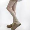 Calcetines de canalé de lana para otoño e invierno, adelgazantes, suaves y sencillos, hasta la pantorrilla para mujer, en tonos grises y versátiles de café