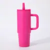 Nueva taza de hielo simple de doble capa para mantener el frío con asa, aislamiento de acero inoxidable, a prueba de fugas, boquilla plegable, taza portátil para coche
