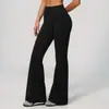 Pantalones de Yoga de Nuevo Estilo de Verano Cepillados de Cintura Alta Control de Abdomen Levantamiento de Glúteos para Correr al Aire Libre Deportes Fitness Pantalones Acampanados para Mujer 4208