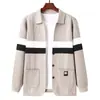 Item quente da transmissão ao vivo jaqueta cardigã de malha masculina suéter moda outono bloco de cores casual vestuário masculino manga longa outer wear tricô