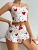 Europeo y Americano 2024 Estampado de Corazones Dulce Conjunto de Camisola y Shorts Deseo Puro Pijamas para Mujer Guanyun Lencería Erótica Transfronterizo