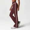 Calça Larga Flare Color Block de Secagem Rápida Europeia e Americana para Mulheres Cintura Alta Levanta Bumbum Calça de Yoga Calça de Dança Fitness Calça Esportiva Longa Casual