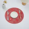 Alfombrilla Decorativa Navideña Redonda Copo de Nieve Estampado en Caliente PVC Posavasos Lavable Impermeable Antideslizante Cafetería Restaurante Posavasos