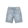 Shorts de mezclilla rotos, estilo delgado de verano 2026, marca de moda, shorts de moda de pierna recta para influencers de Instagram, azul claro