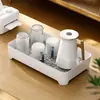 Bandeja de drenaje para taza de agua, bandeja de doble capa para el hogar, bandeja rectangular para té, bandeja para frutas, cesta de drenaje creativa de plástico