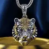 Collar con Colgante de Cabeza de Tigre del Zodiaco Estilo Vintage Retro Personalidad Tiktok para Hombre, Estilo Hip-Hop Audaz y Moderno
